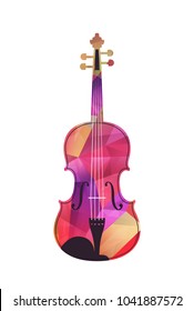 Colorful abstraction of violin on white, classical musical instrument, vector illustration