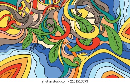 colorful abtract floral beach vector illustration