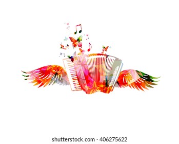 Colorful accordion with wings