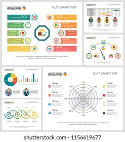 Colorful accounting or statistics concept infographic charts set. Business design elements for presentation slide templates. For corporate report, advertising, leaflet layout and poster design.