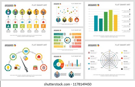 Colorful accounting or statistics concept infographic charts set. Business design elements for presentation slide templates. For corporate report, advertising, leaflet layout and poster design.