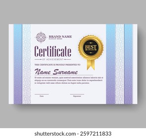Colorful achievement certificate best award diploma