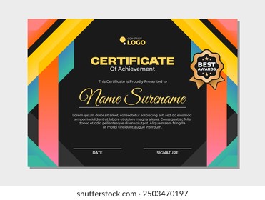 Colorful achievement certificate template design