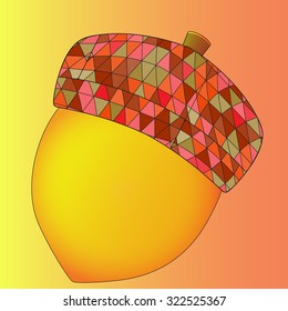 Colorful acorn print. Nuts vector.