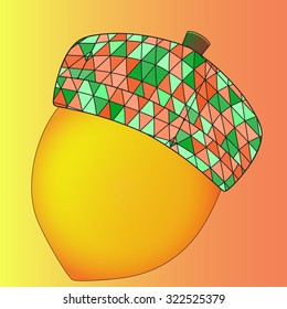 Colorful acorn print. Nuts vector.