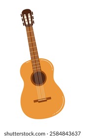 Colorful acoustic guitar resting on a simple background with warm tones and soft lines