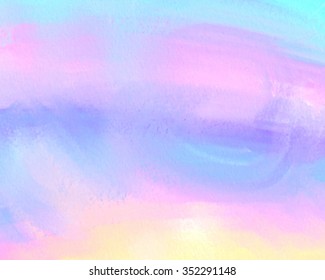 Colorful acrylic oil brush paint strokes violet blue yellow vector banner. Watercolor abstract hand drawn paper texture illustration for decoration, label, template, wallpaper, print, web, scrapbook