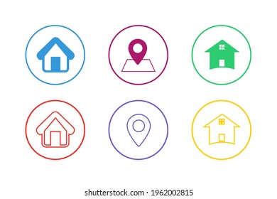 Colorful Address Icon Set Stylish Design