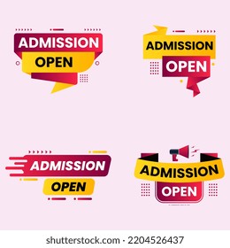 colorful admission open banner vector for social media post template