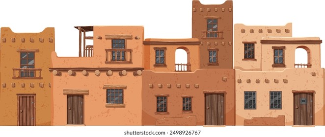 Colorful adobe houses in a row