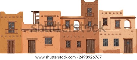 Colorful adobe houses in a row