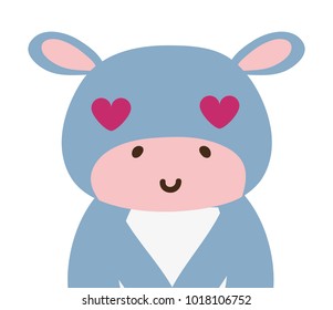 colorful adorable and enamored hippopotamus wild animal