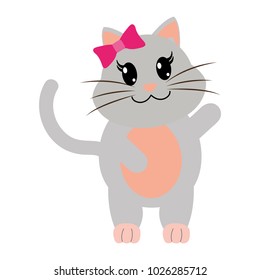colorful adorable female cat animal with hand up