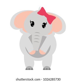 colorful adorable female elephant animal with ribbon bow