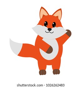 colorful adorable fox wild animal with hand up