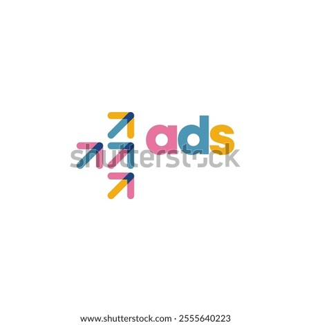 Colorful ADS with Elevate Arrows, Digital Marketing Print Logo Design Vector