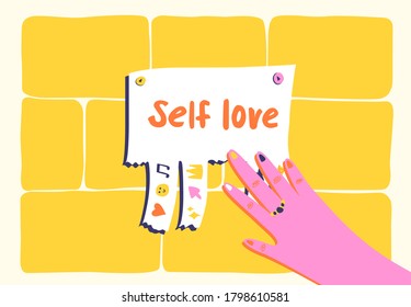 Colorful advertisement about self love. Vector Illustration