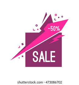 Colorful advertising sale banner. 50 percent off. Vector illustration
