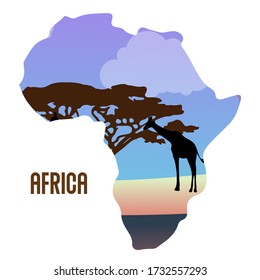 Colorful Africa map white isolated