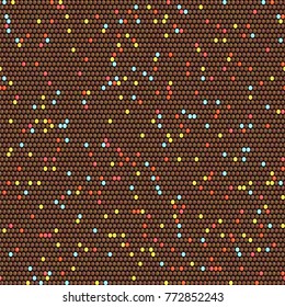 Colorful african beadwork themes. Abstract seamless pattern. Bright contrast colors. Brown beads. South Africa motifs. Simple backdrop for decoration, wallpaper or handicraft.