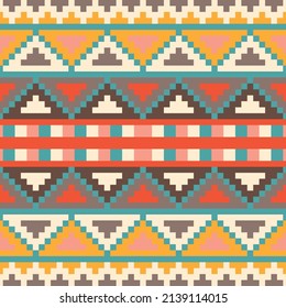 Colorful African Seamless abstract vector tribal ethnic background pattern. Seamless striped pattern in Aztec style. Figure tribal embroidery.
