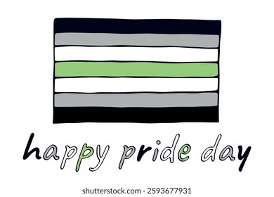 Colorful Agender pride flag Happy pride day LGBTQ community Pride Month Vector hand drawn doodle for posters, stickers, logo, cards