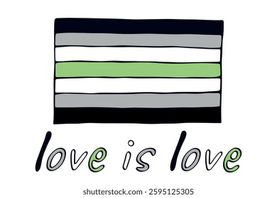 Colorful Agender pride flag Happy pride day LGBTQ community Pride Month Vector hand drawn doodle for posters, stickers, logo, cards