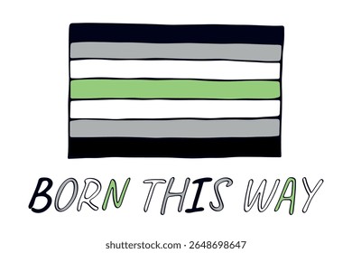 Bandeira do orgulho Agender feliz Dia do orgulho LGBTQ comunidade Orgulho Mês do Orgulho Vetor mão desenhada rabiscar para cartazes, adesivos, logotipo, cartões