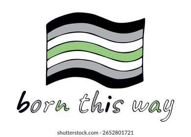 Colorful Agender pride flag Happy pride day LGBTQ community Pride Month Vector hand drawn doodle for posters, stickers, logo, cards