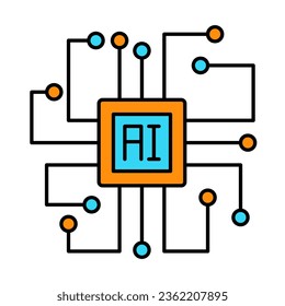 colorful AI icon on white background, icon design for apps, presentation, banner, sign, symbol, logo. Artificial intelligence icon concept. vector illustration.