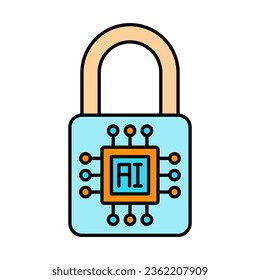 colorful AI privacy icon on white background, icon design for apps, presentation, banner, sign, symbol, logo. Artificial intelligence icon concept. vector illustration.