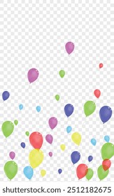 Colorful Air Background Transparent Vector. Toy Carnival Card. Multicolor Fly. Pink Ballon. Baloon Latex Set.