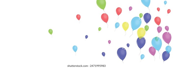 Colorful Air Background White Vector. Ballon Fest Illustration. Green Art. Red Helium. Confetti Jubilee Banner.