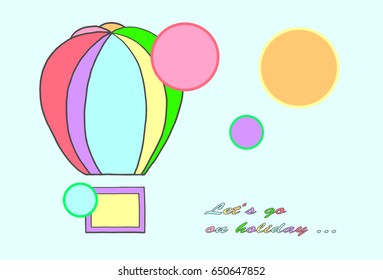 Colorful air balloon and bubbles. 