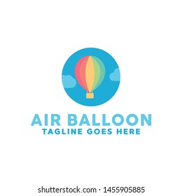 Colorful Air Balloon Logo Design With Flat Color, Air Balloon Symbol Icon Logotype For Traveling, Adventure, Vacation, Trip and Transportation.