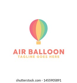 Colorful Air Balloon Logo Design With Flat Color, Air Balloon Symbol Icon Logotype For Traveling, Adventure, Vacation, Trip and Transportation.