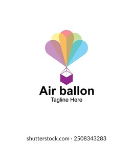 Colorful Air Balloon Logo Design Template.