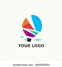 Colorful air balloon logo vector design illustration can be used for tourism and traveling logo