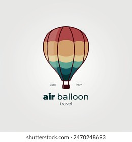 colorful air balloon logo vector vintage illustration template design, explore the sky with balloon