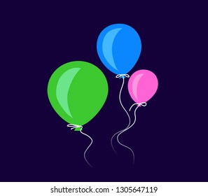 Colorful air balloons Carnival on dark night background