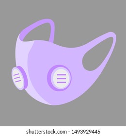 Colorful air pollution face mask isolated, for man and woman medical mask, protection and healthcare, vector illustration
