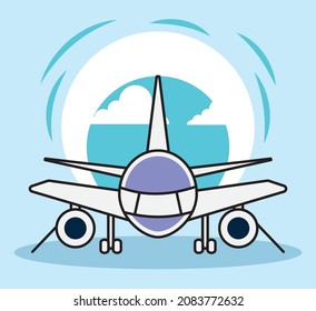 diseño de un avión colorido sobre fondo azul