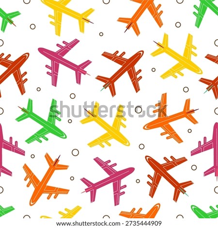 Colorful airplane pattern background. Aeroplane seamless pattern design. Seamless airplane pattern design vector. 