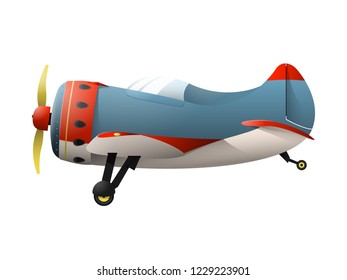 Colorful airplane with propeller. Children's plane. Vector illustration.
