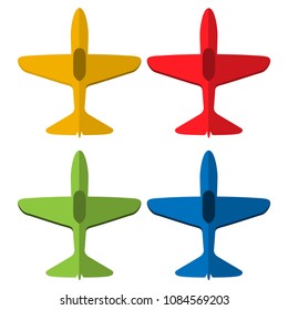 Colorful airplane set icons, flat design
