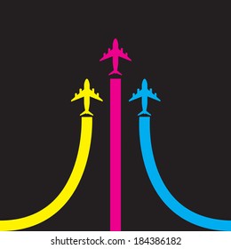 colorful airplanes vector icon