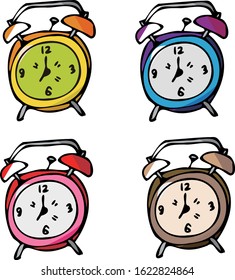 colorful alarm clock collection vector