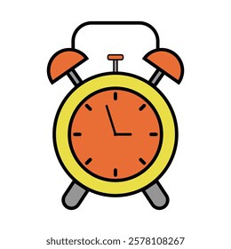 Colorful Alarm Clock Illustration.  Colorful Alarm Clock Showing Early Morning Time.