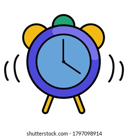 Icono de alarma colorida. Ilustración vectorial de reloj. Signo de tiempo aislado en fondo blanco