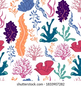 Set Underwater Ocean Coral Reef Plants Stock Vector (Royalty Free ...